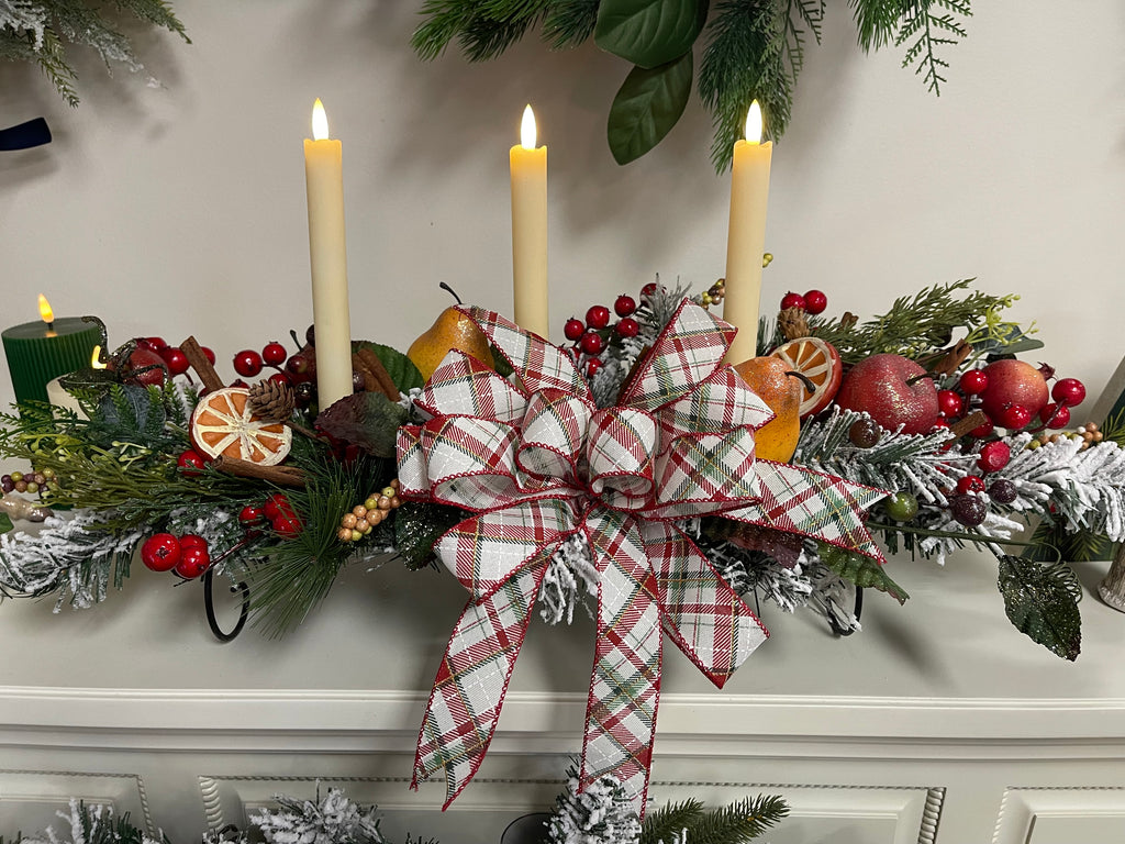 Christmas Fruit Candleholder with Bow