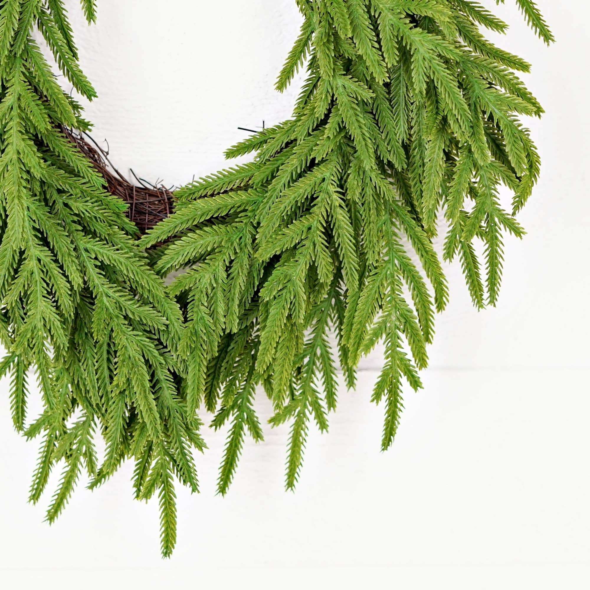 20in Heart Twig Wreath - Soft Touch Evergreen Norfolk Pine