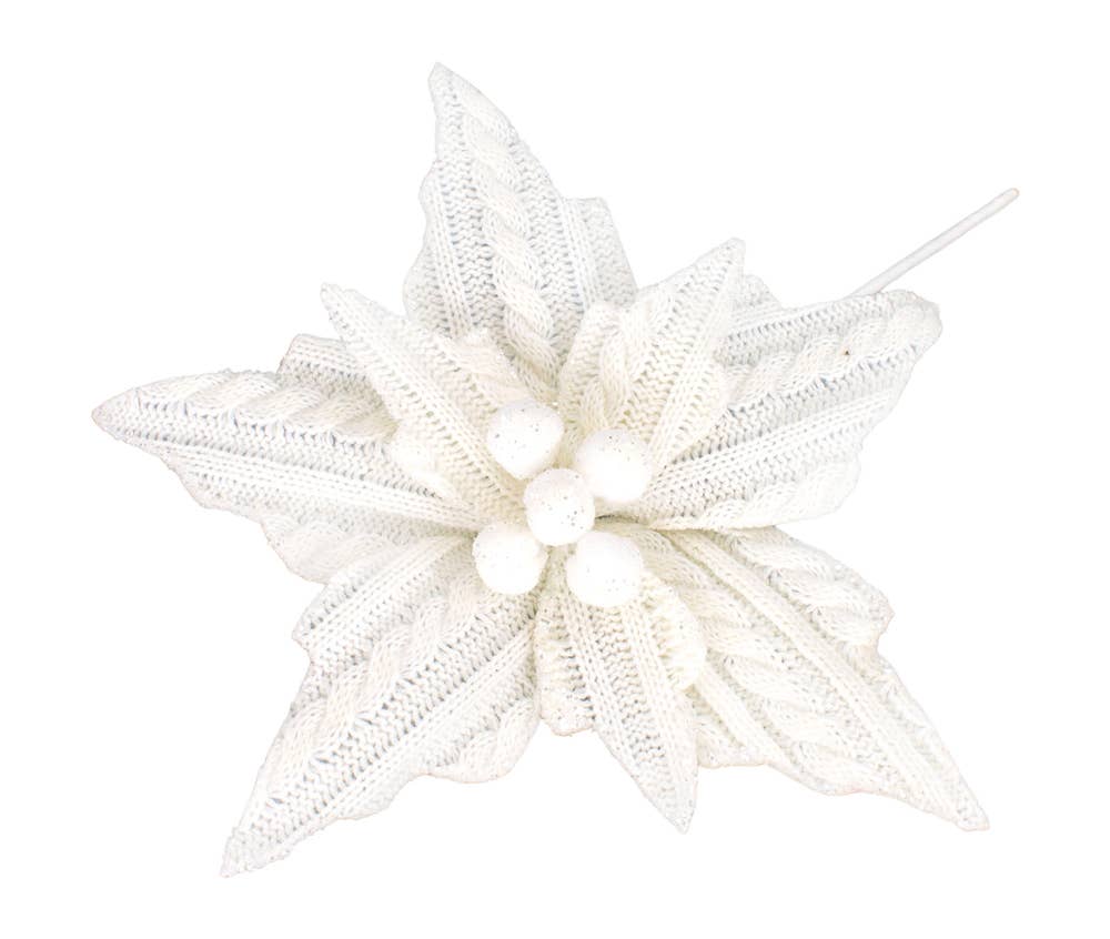 Large White Knit Poinsettia