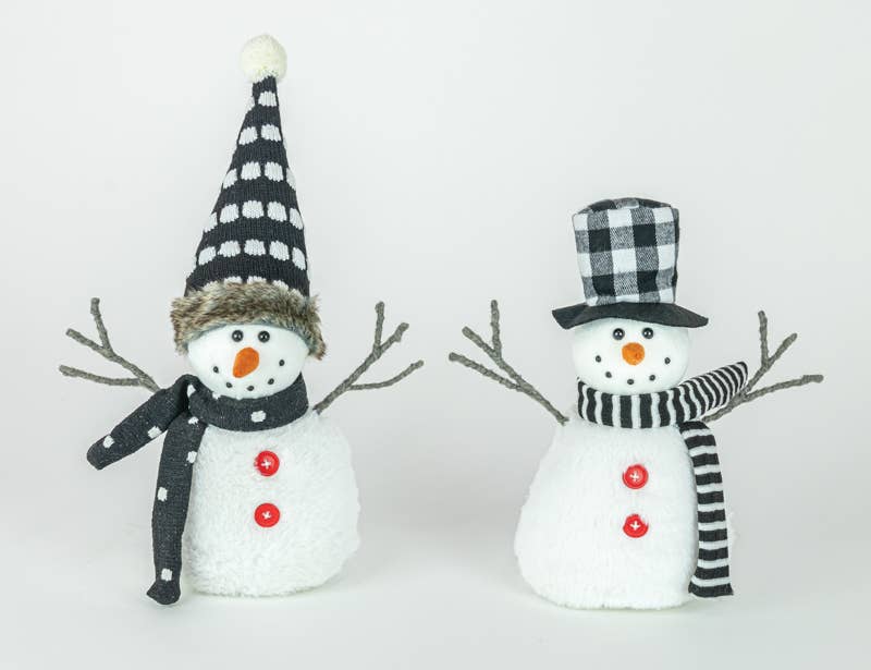 Merry Plaid Small Tabletop Snowman