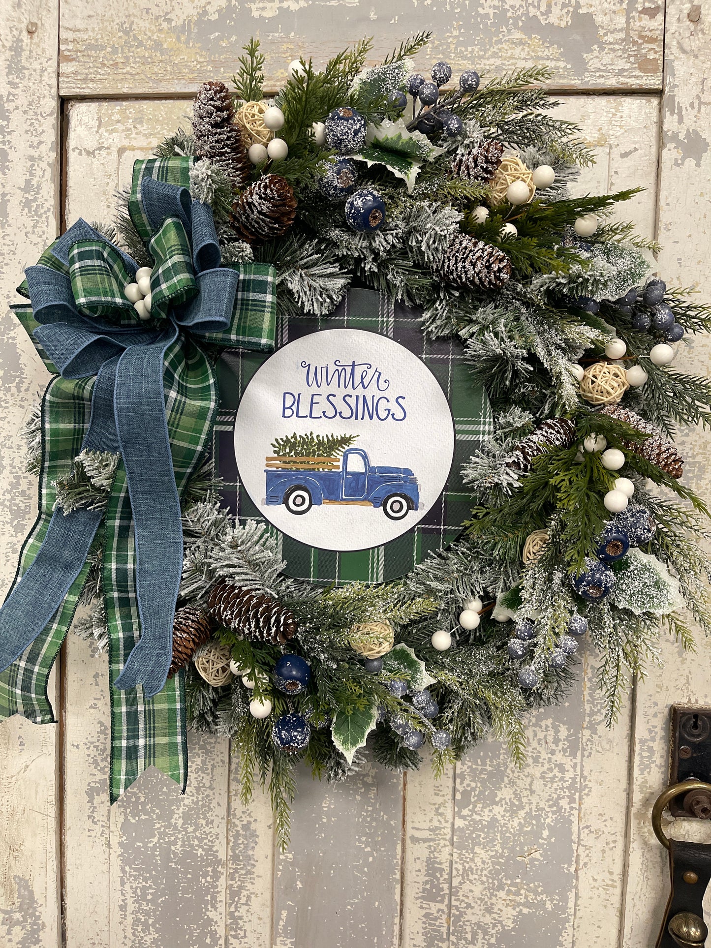 Blue Truck Winter Wreath