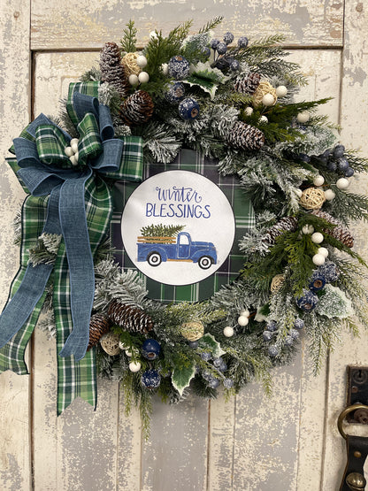 Blue Truck Winter Wreath