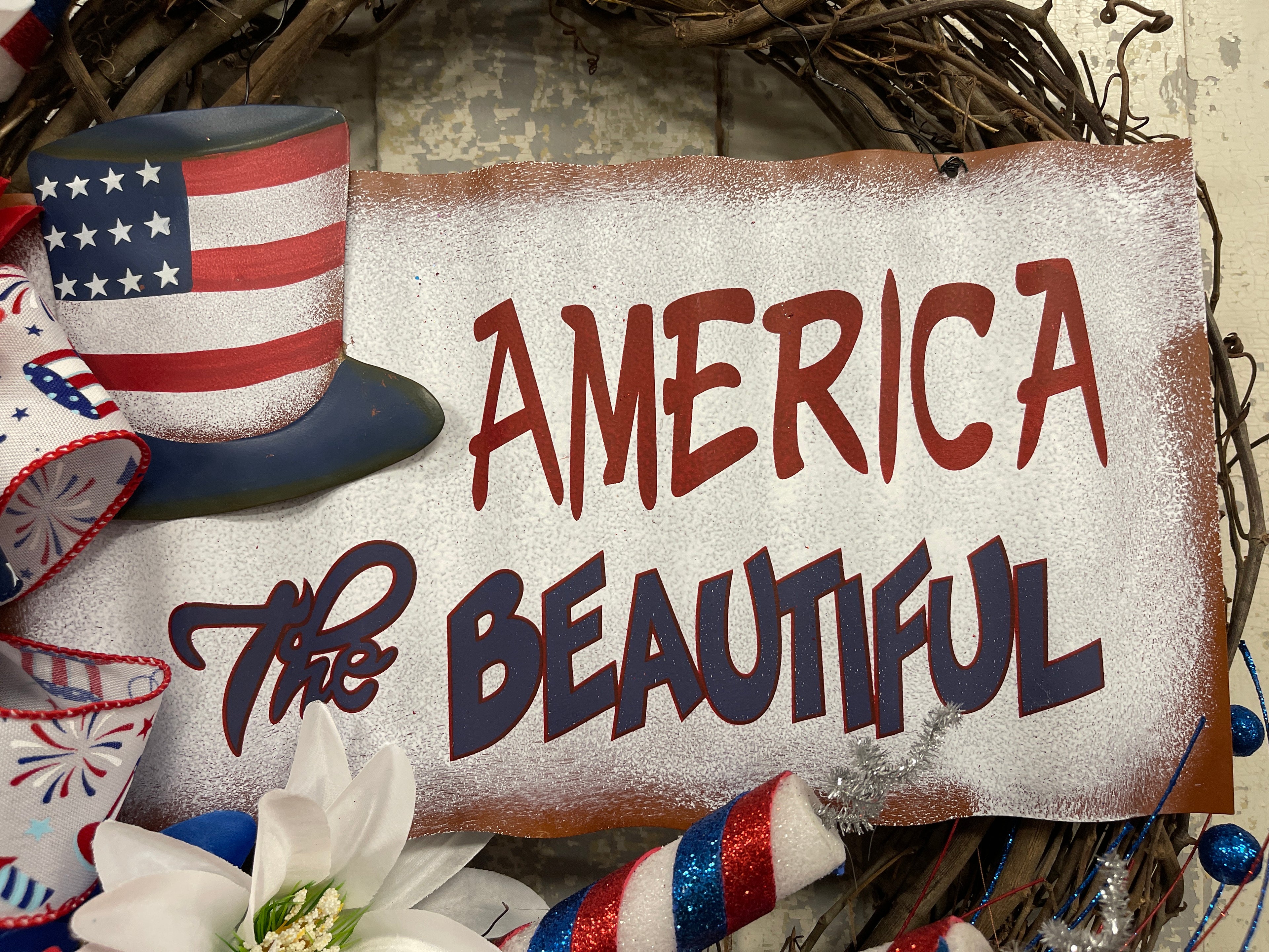 America The Beautiful Patriotic Wreath