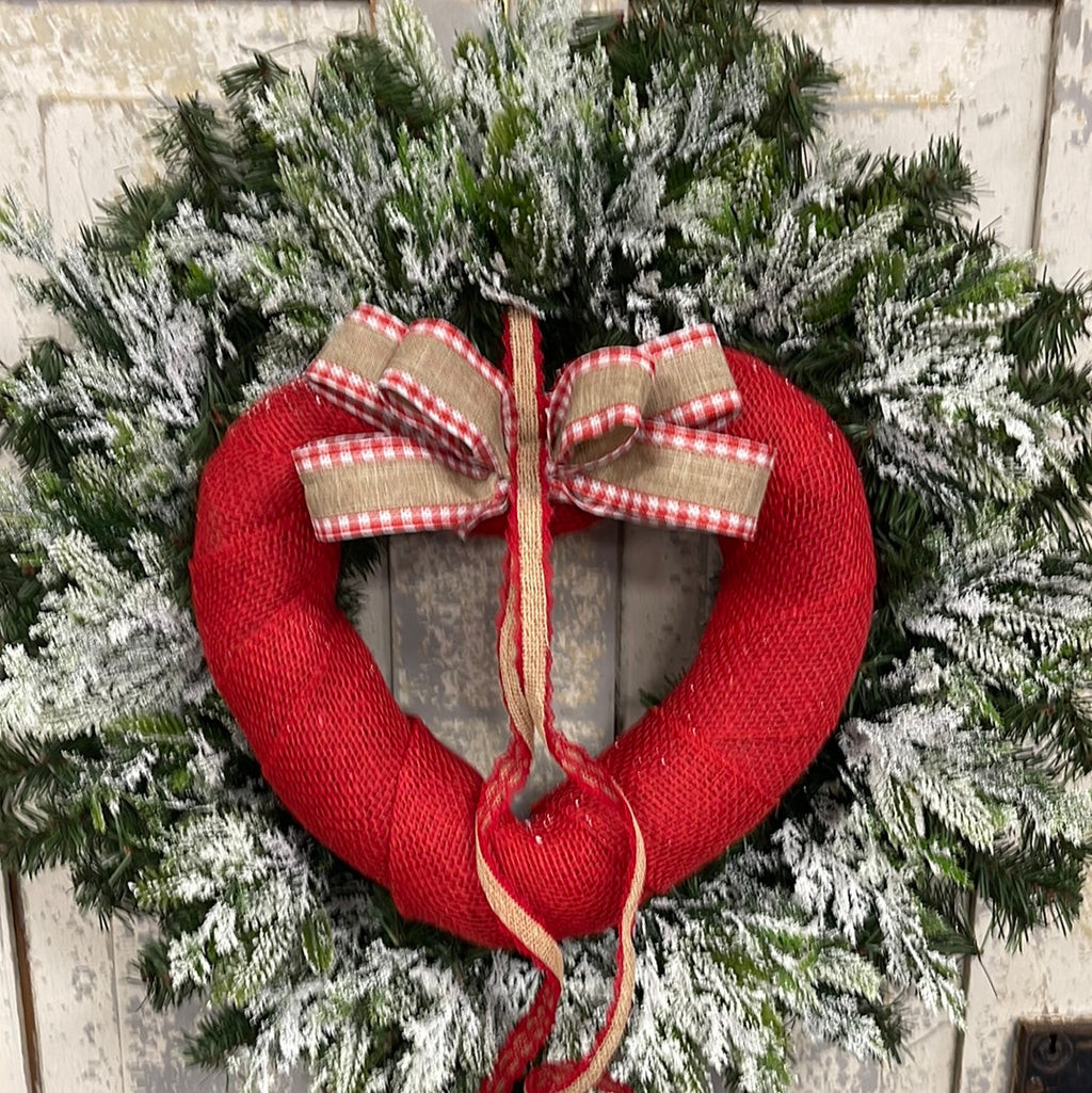 Winter Valentine Snowy Pine Wreath