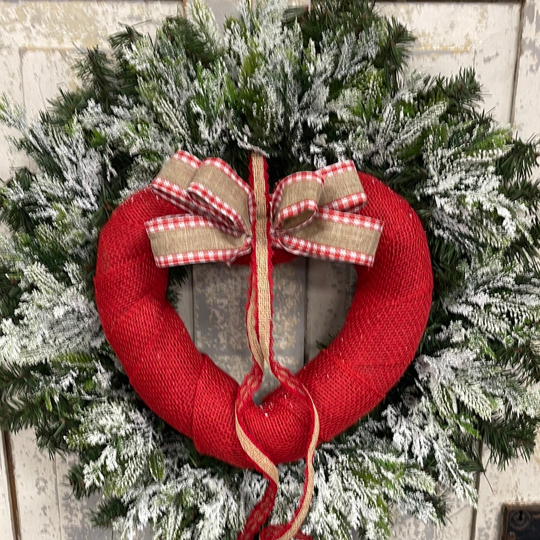 Winter Valentine Snowy Pine Wreath