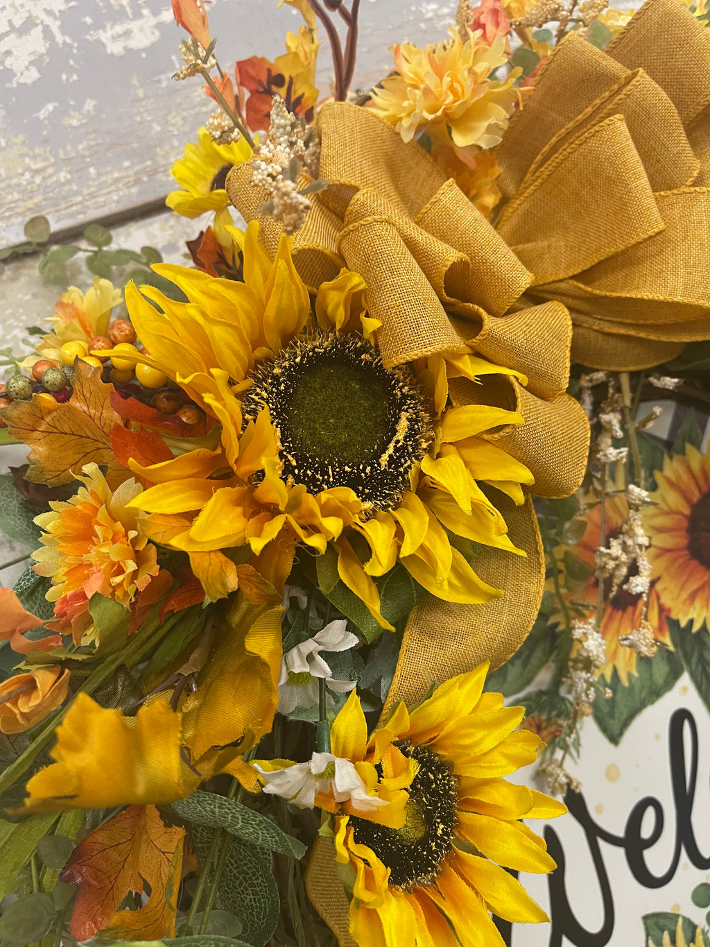 Sunflower Floral Grapevine Wreath
