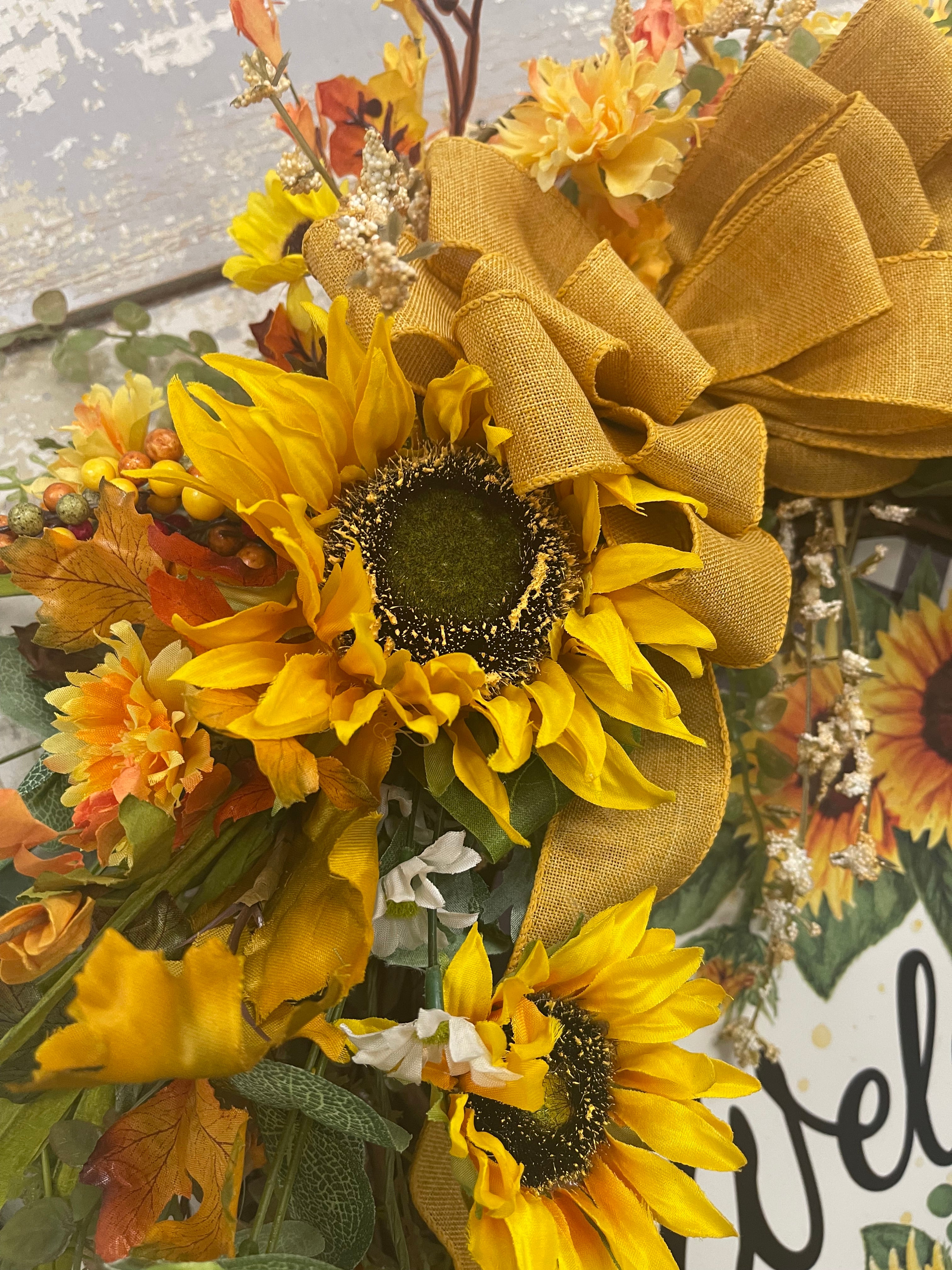 Sunflower Floral Grapevine Wreath