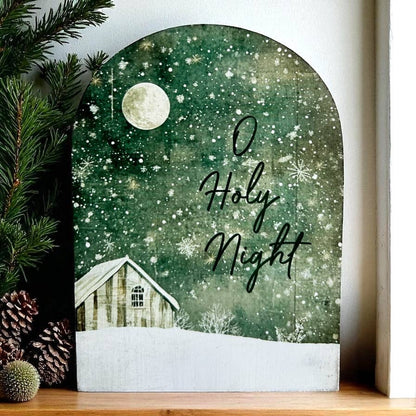 O Holy Night Holiday Wood Arch-Christmas Decor Sitter