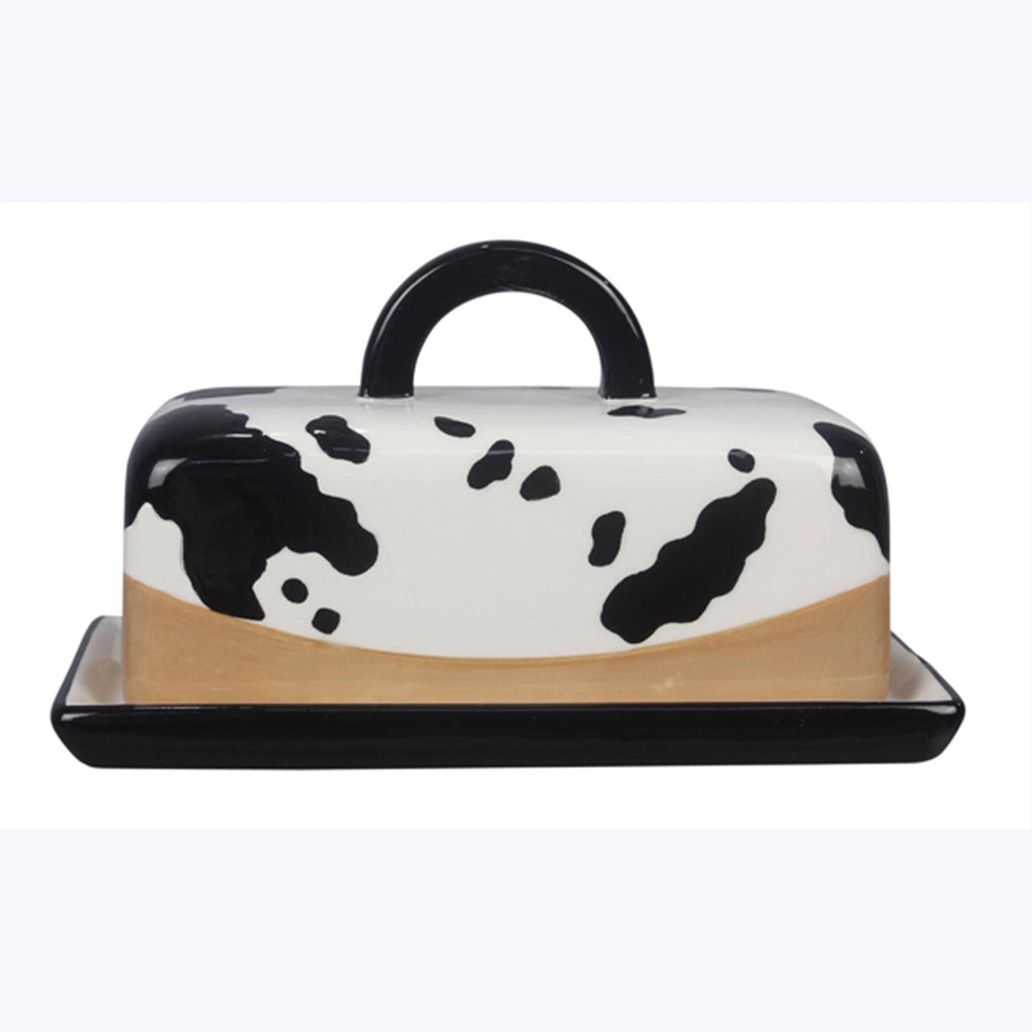 Ceramic Country Black and White Butter Dish