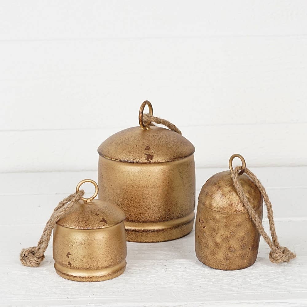 Vintage Gold Silo Bell with Jute Loop