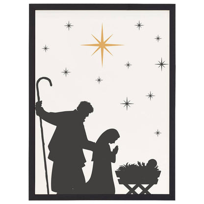 B&W Nativity Scene - Thin Frame Rectangle