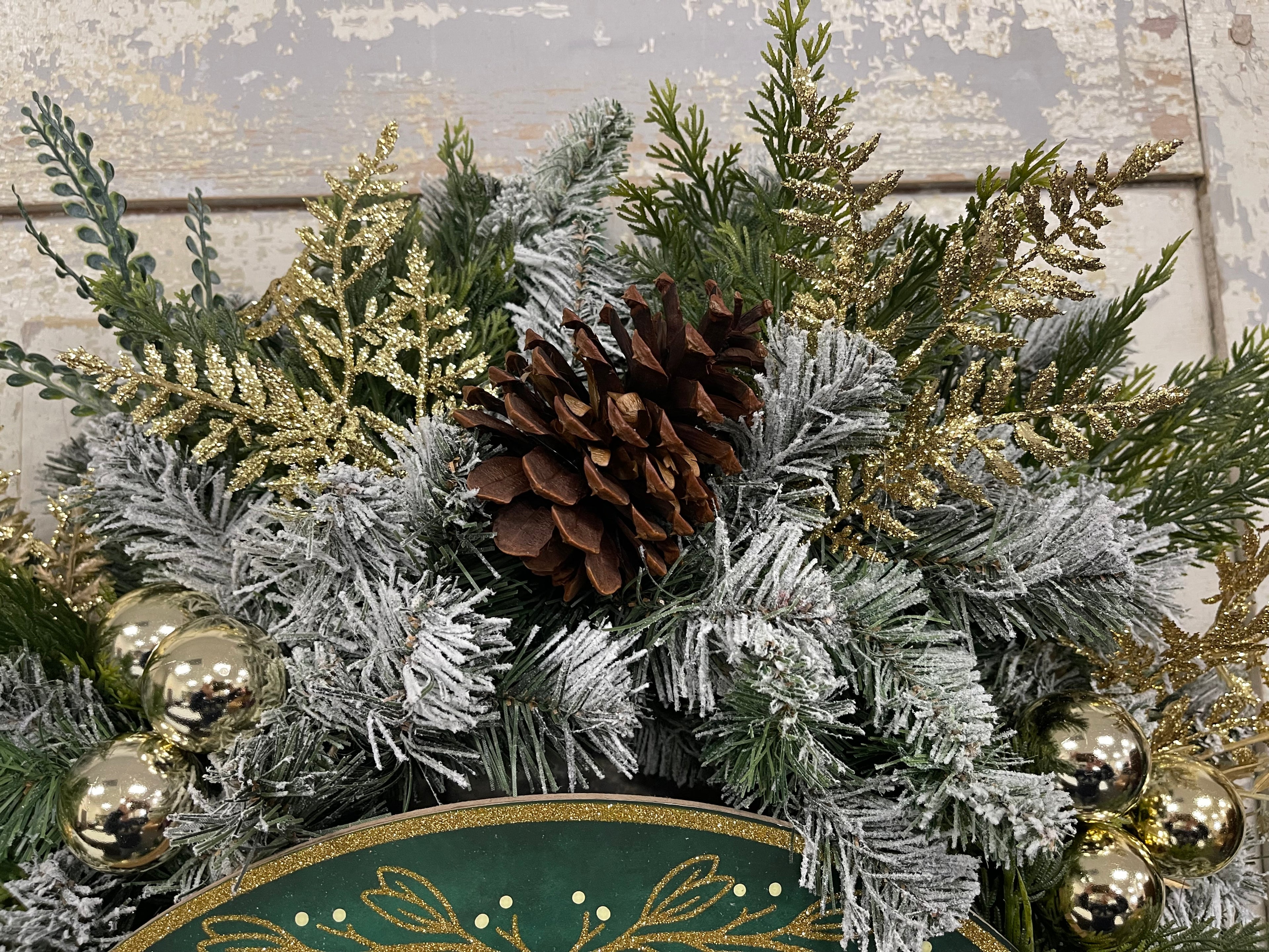 Green and Gold Christmas Wreath