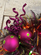 Purple Pumpkin Lighted Halloween Wreath