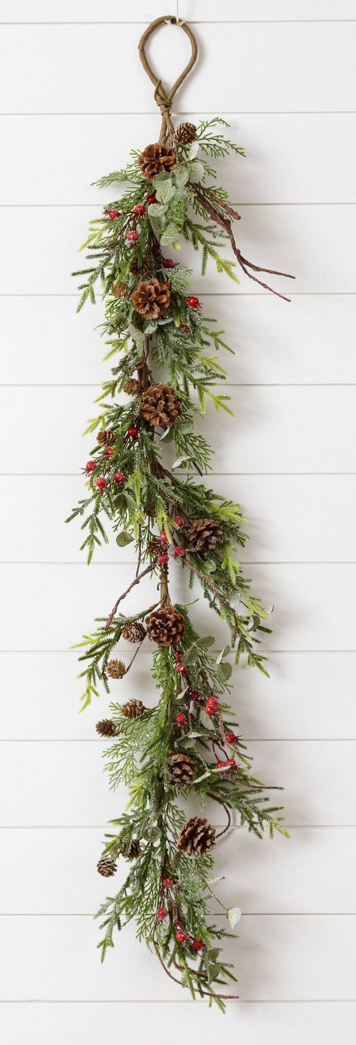 Garland - Frosted Mixed Evergreens, Berries, Cones