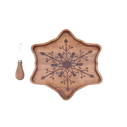 Christmas Snowflake Charcuterie Serving Board With Spreader