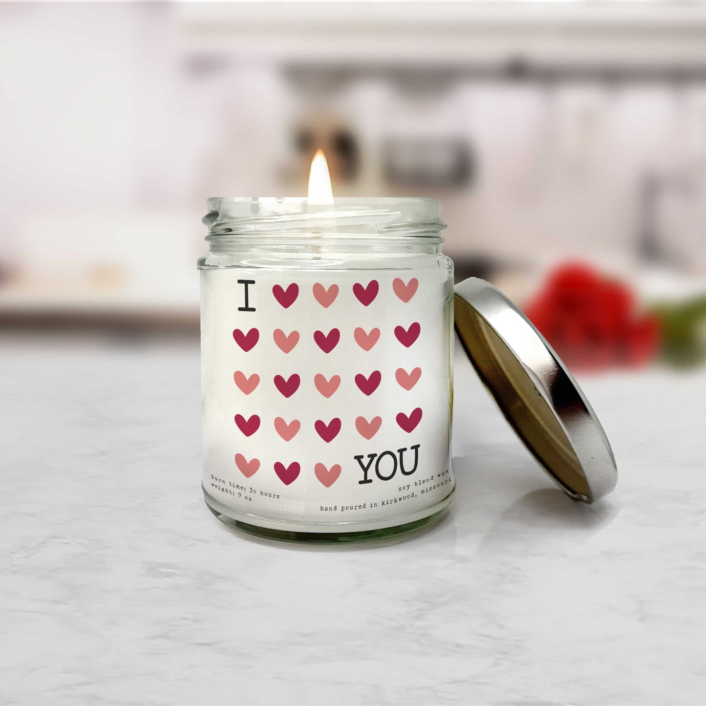 Valentine's Day/Candle w/ Hearts
