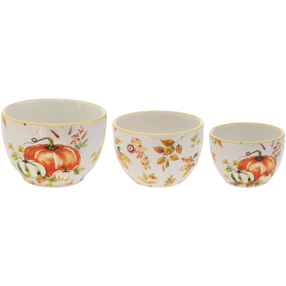 Pumpkin Love Ceramic Fall Prep Bowls Set Of 3