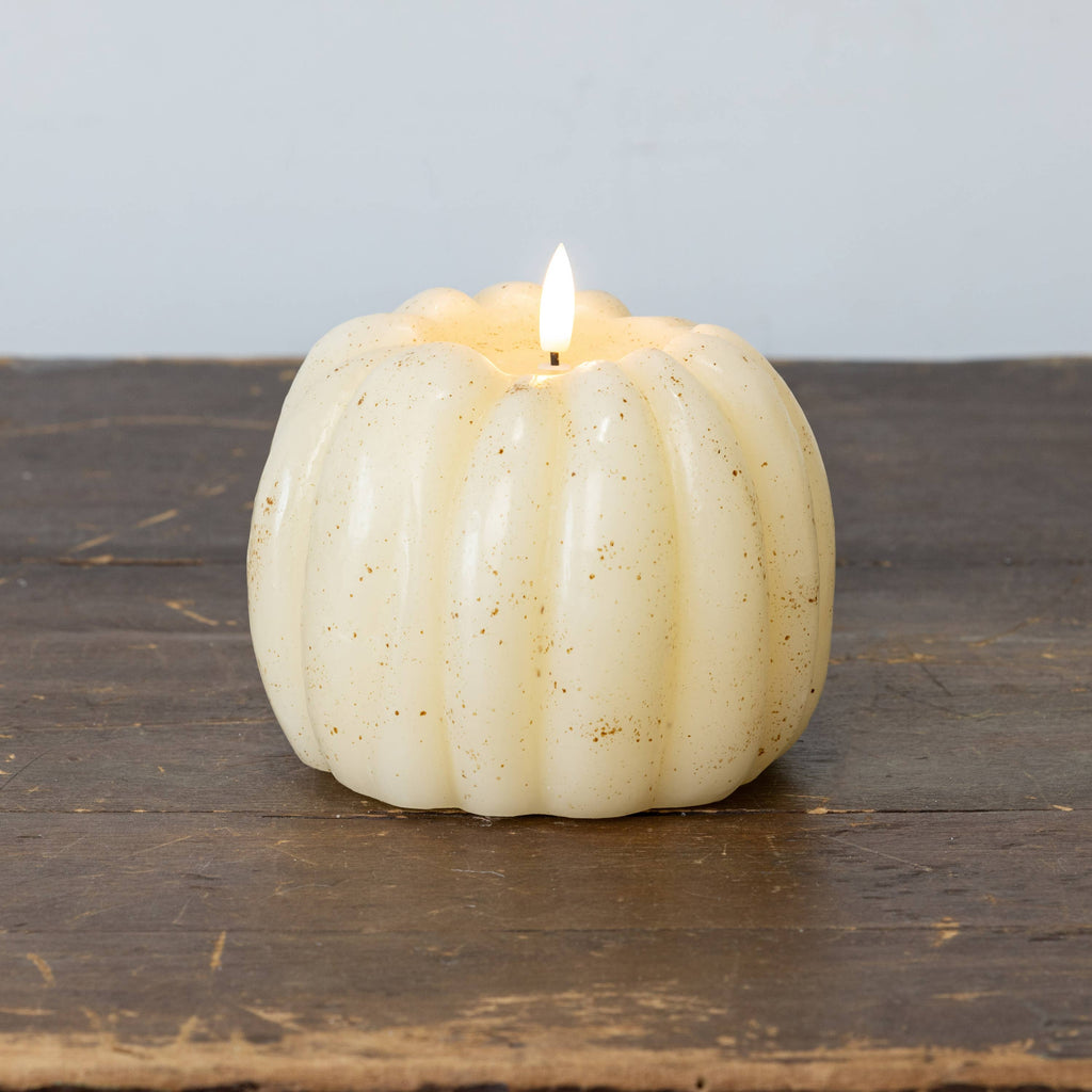 5" Cream 3D Flame Pumpkin Candle