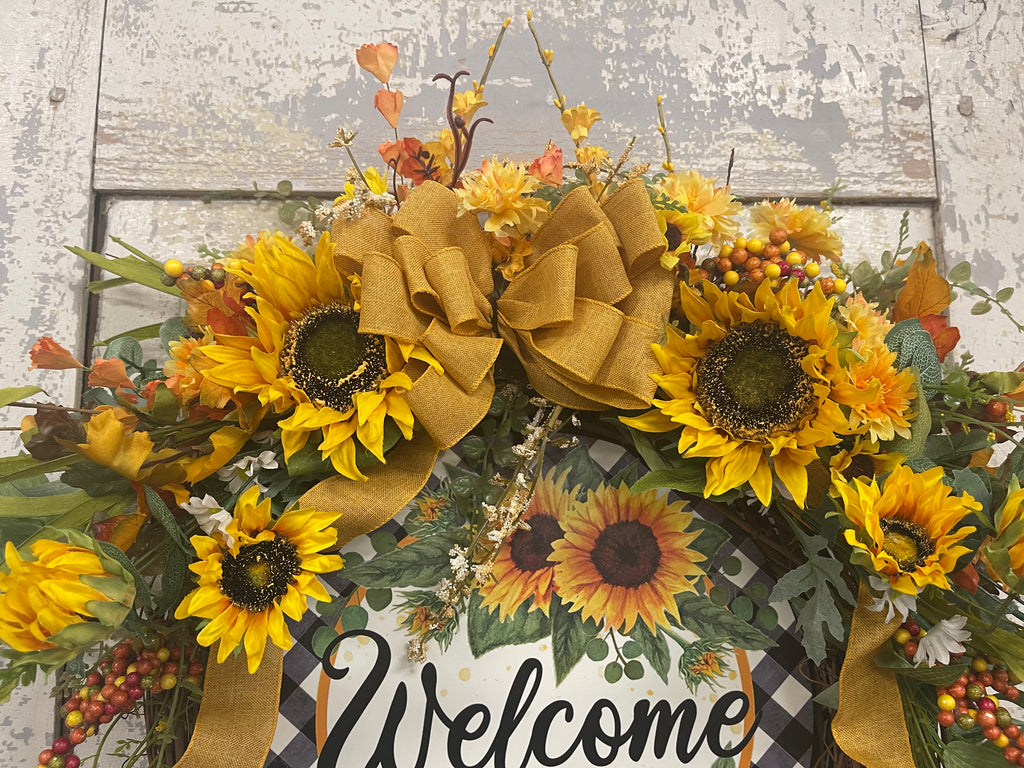 Sunflower Floral Grapevine Wreath