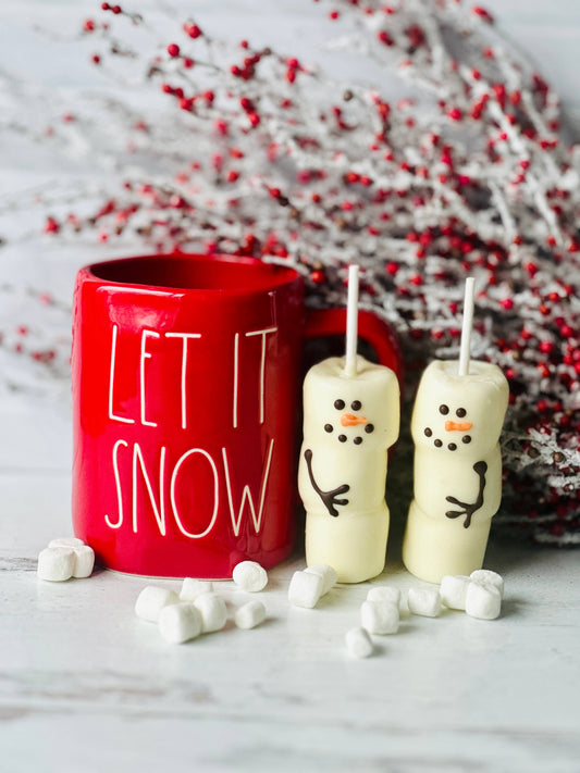 Chocolate Covered Marshmallow Snowman Hot Cocoa Stir Sticks