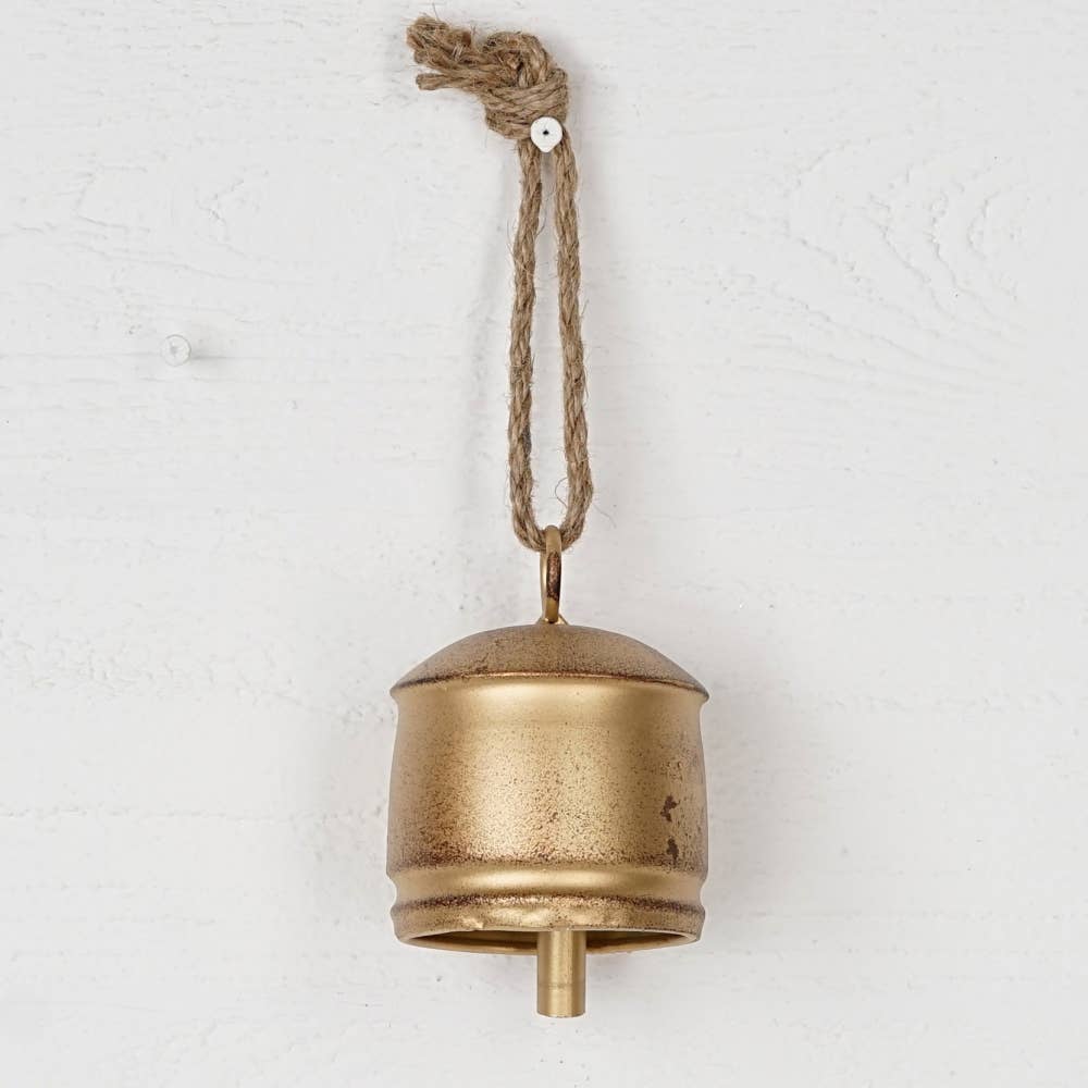 Vintage Gold Silo Bell with Jute Loop