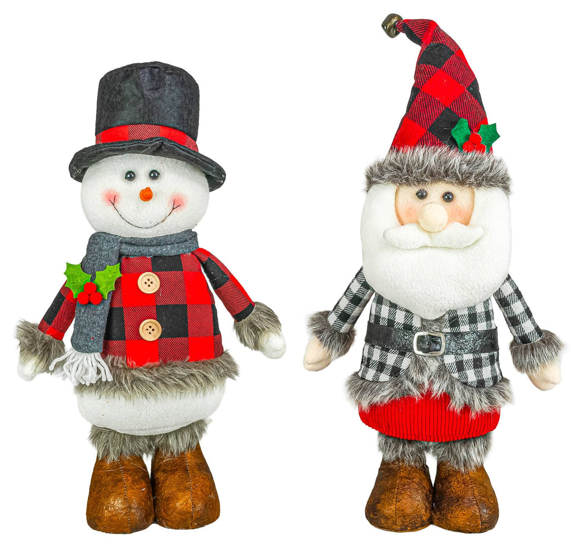 Holly Buffalo Plaid Christmas Santa/Snowman Stander