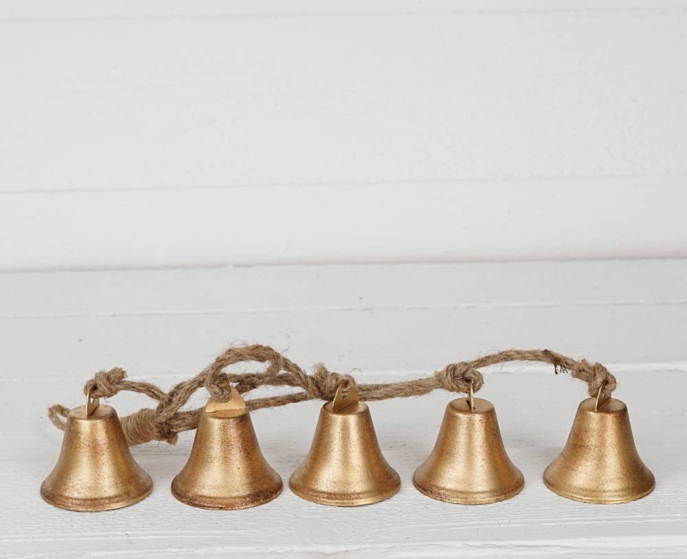 Vintage Gold Mini Liberty Bell String x5