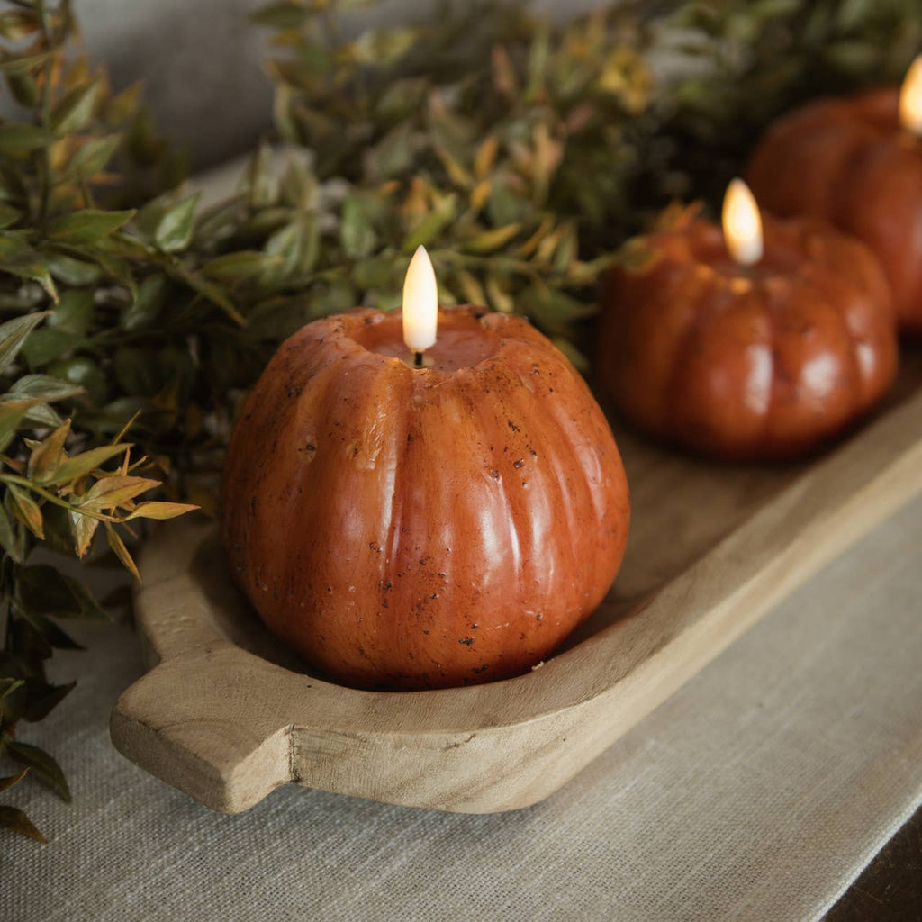 4" Orange 3D Flame Tall Pumpkin Candle
