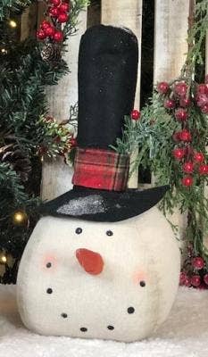 Large Tall Black Hat Snowman Head