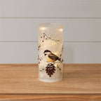Frosted Glass Luminary - Chickadee