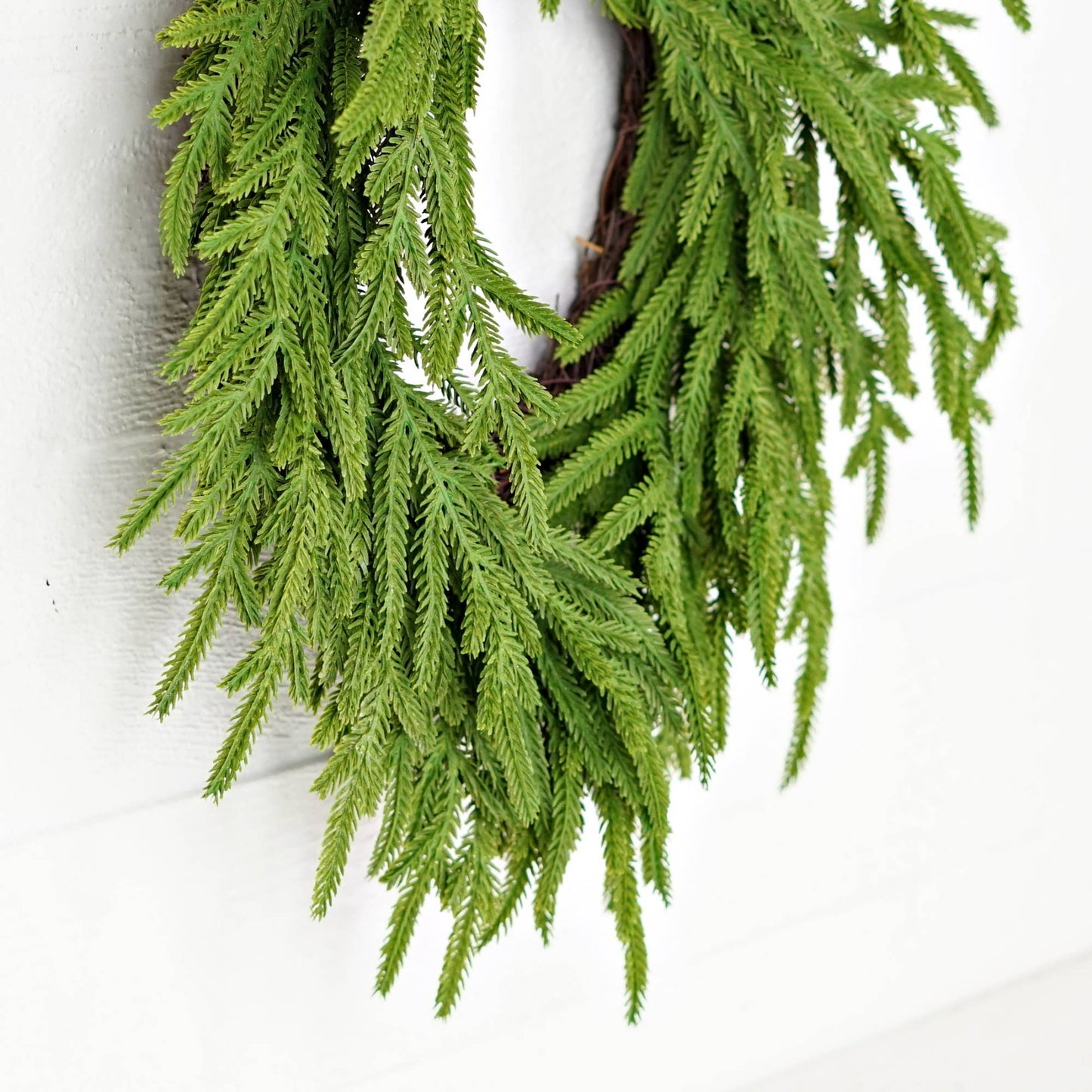 20in Heart Twig Wreath - Soft Touch Evergreen Norfolk Pine