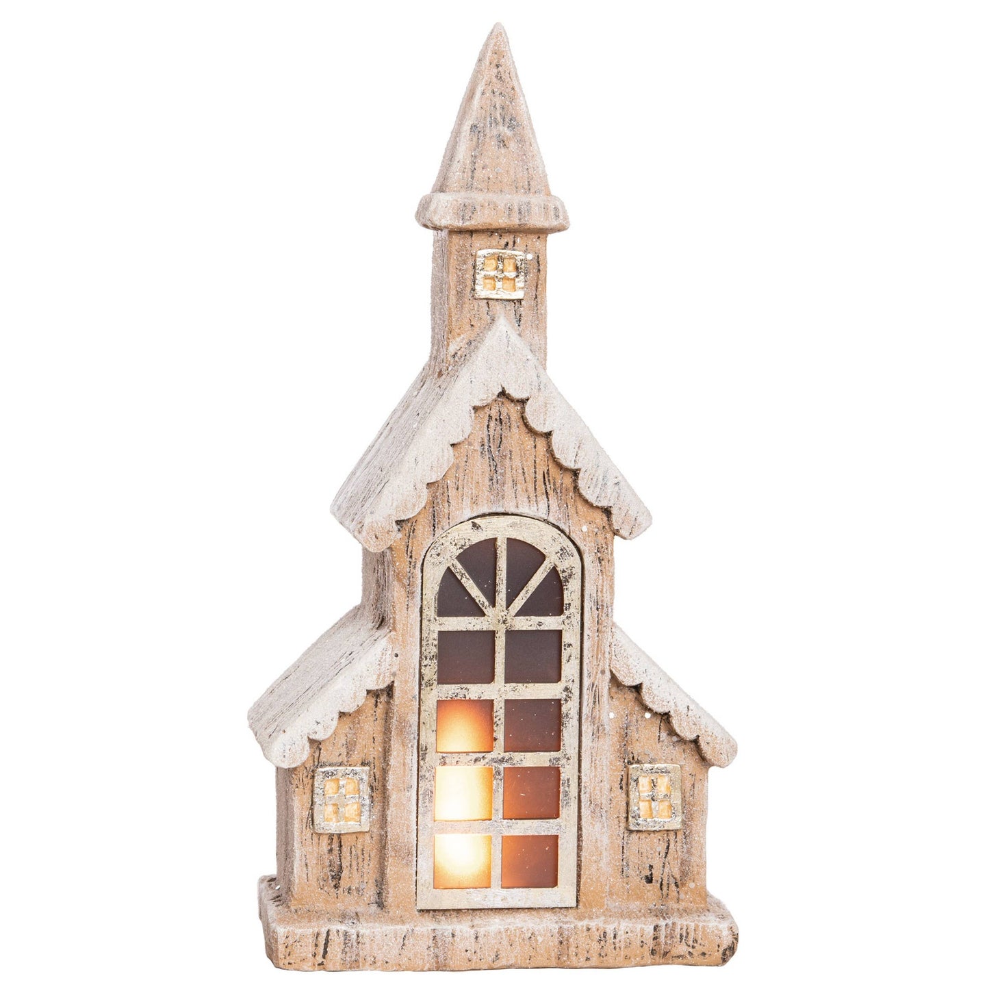 Resin 19.5 in. Christmas Light Up Snowy Steeple