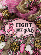 Fight like a Girl Breast Cancer Mesh Wreath