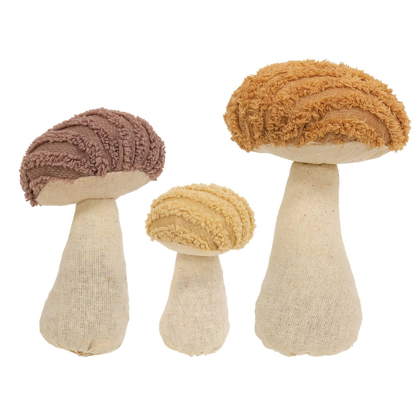 Chenille Stuffed Mushroom Sitters - 3pc set