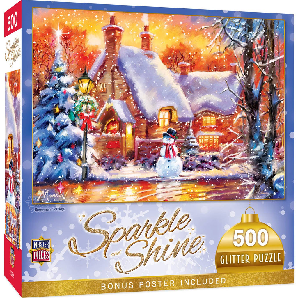 Sparkle & Shine - Snowman Cottage 500 Piece Glitter Puzzle