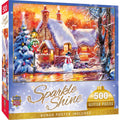 Sparkle & Shine - Snowman Cottage 500 Piece Glitter Puzzle
