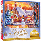 Sparkle & Shine - Snowman Cottage 500 Piece Glitter Puzzle