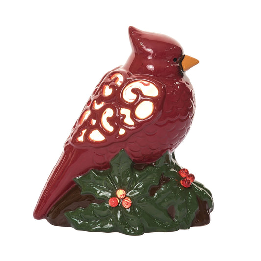 10" Red Christmas Cardinal with Holly *read description*