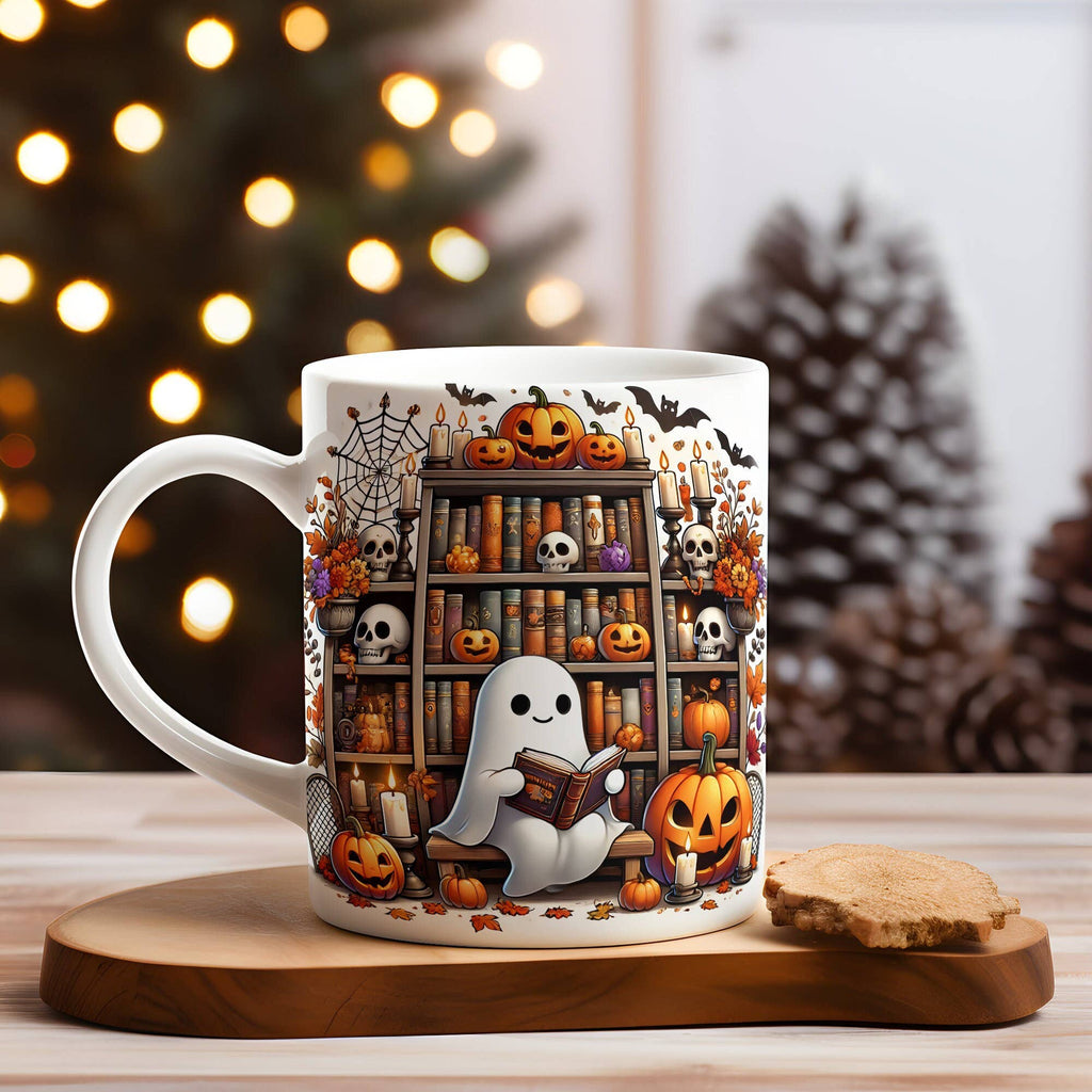 Halloween Spooky Ghost Books Mug