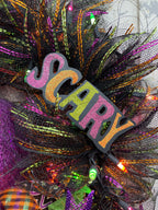 Purple Pumpkin Lighted Halloween Wreath