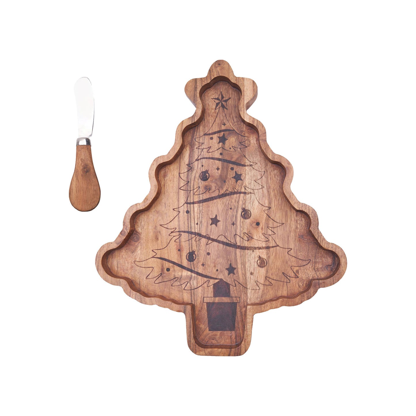 Christmas Tree Charcuterie Serving Board With Spreader