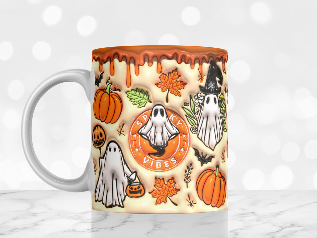 Orange Ghost Spooky Vibes Mug