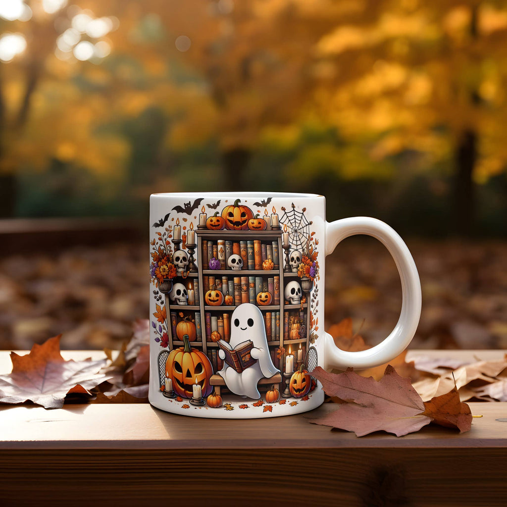 Halloween Spooky Ghost Books Mug