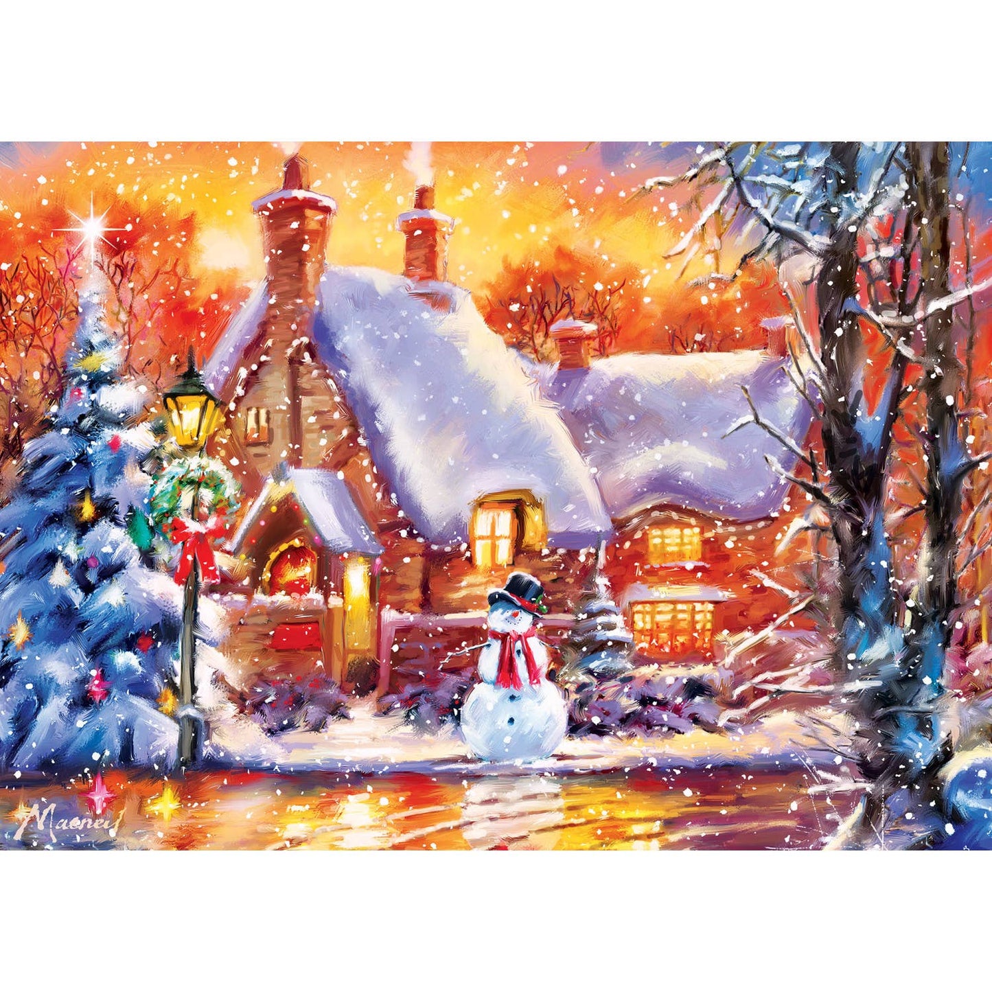 Sparkle & Shine - Snowman Cottage 500 Piece Glitter Puzzle