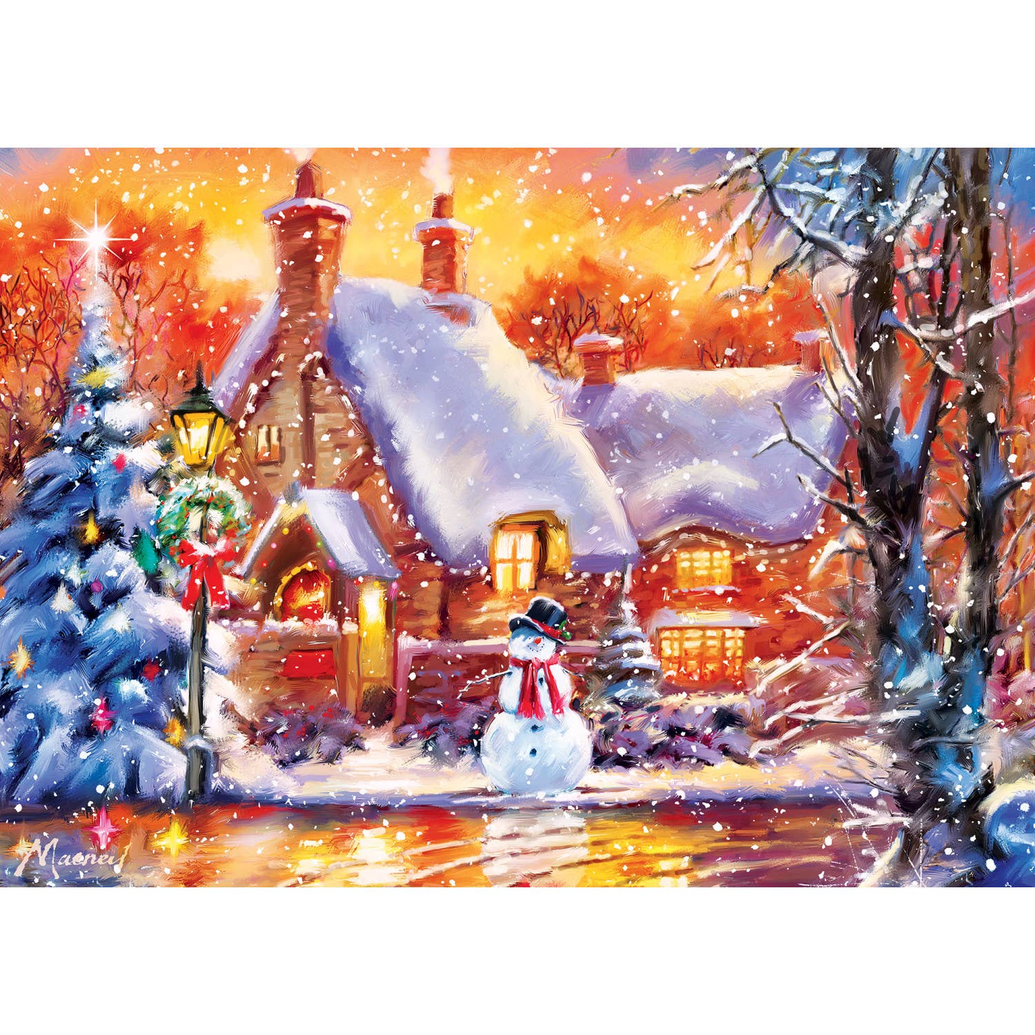 Sparkle & Shine - Snowman Cottage 500 Piece Glitter Puzzle
