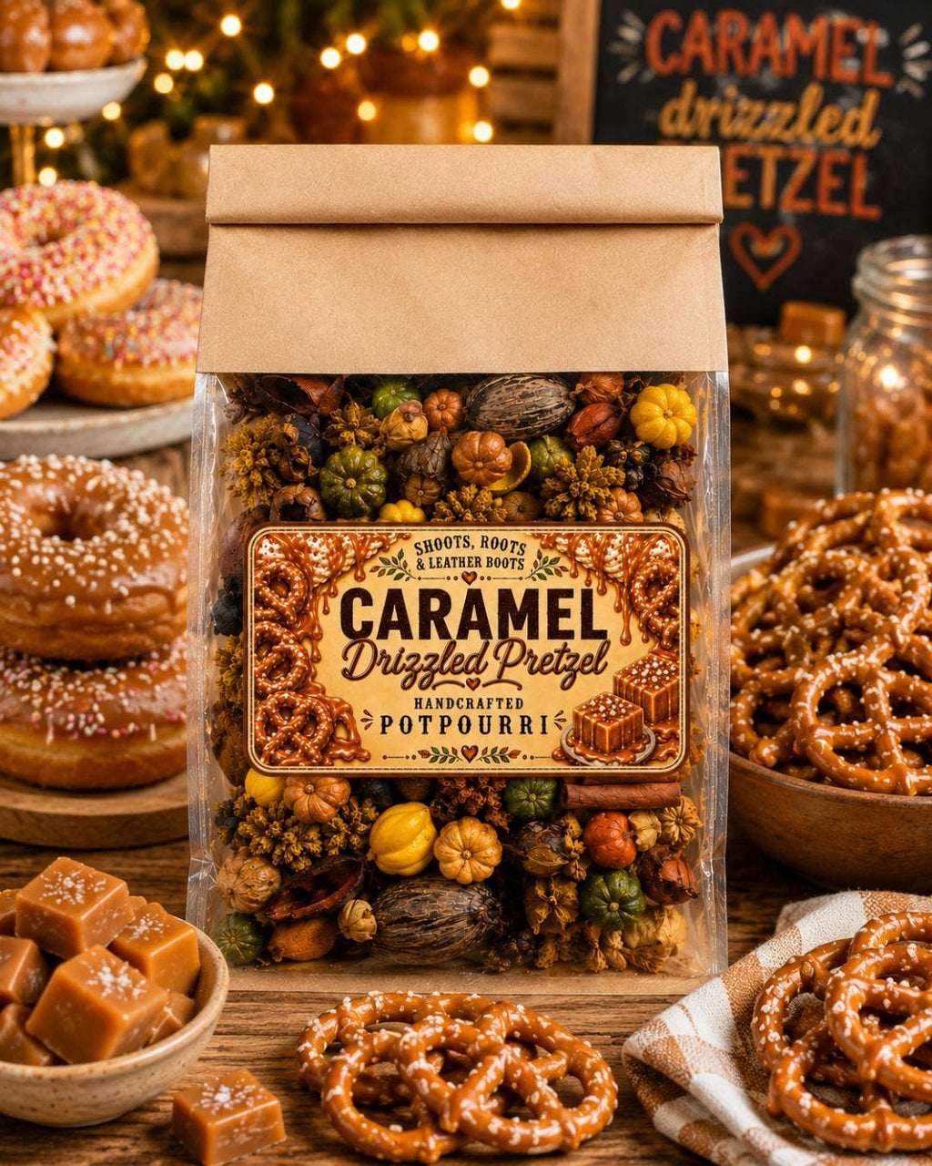 Caramel Drizzled Pretzel Handcrafted Potpourri