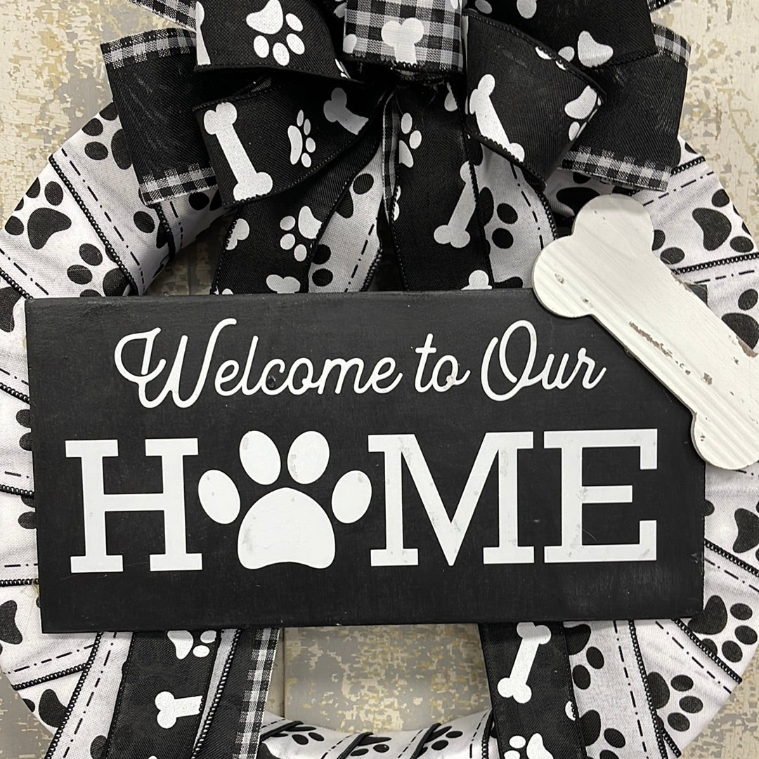 Dog Ribbon Wrapped Wreath