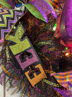 Purple Pumpkin Lighted Halloween Wreath