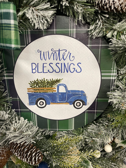 Blue Truck Winter Wreath