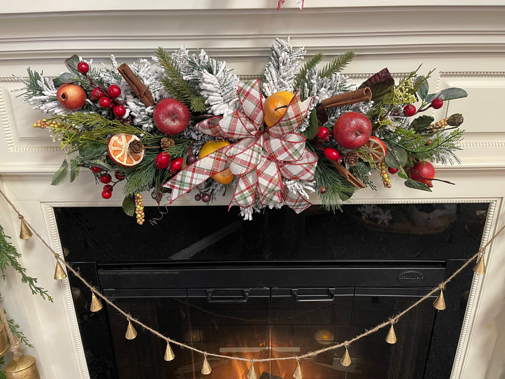 Christmas Fruit Horizontal Swag with Bow
